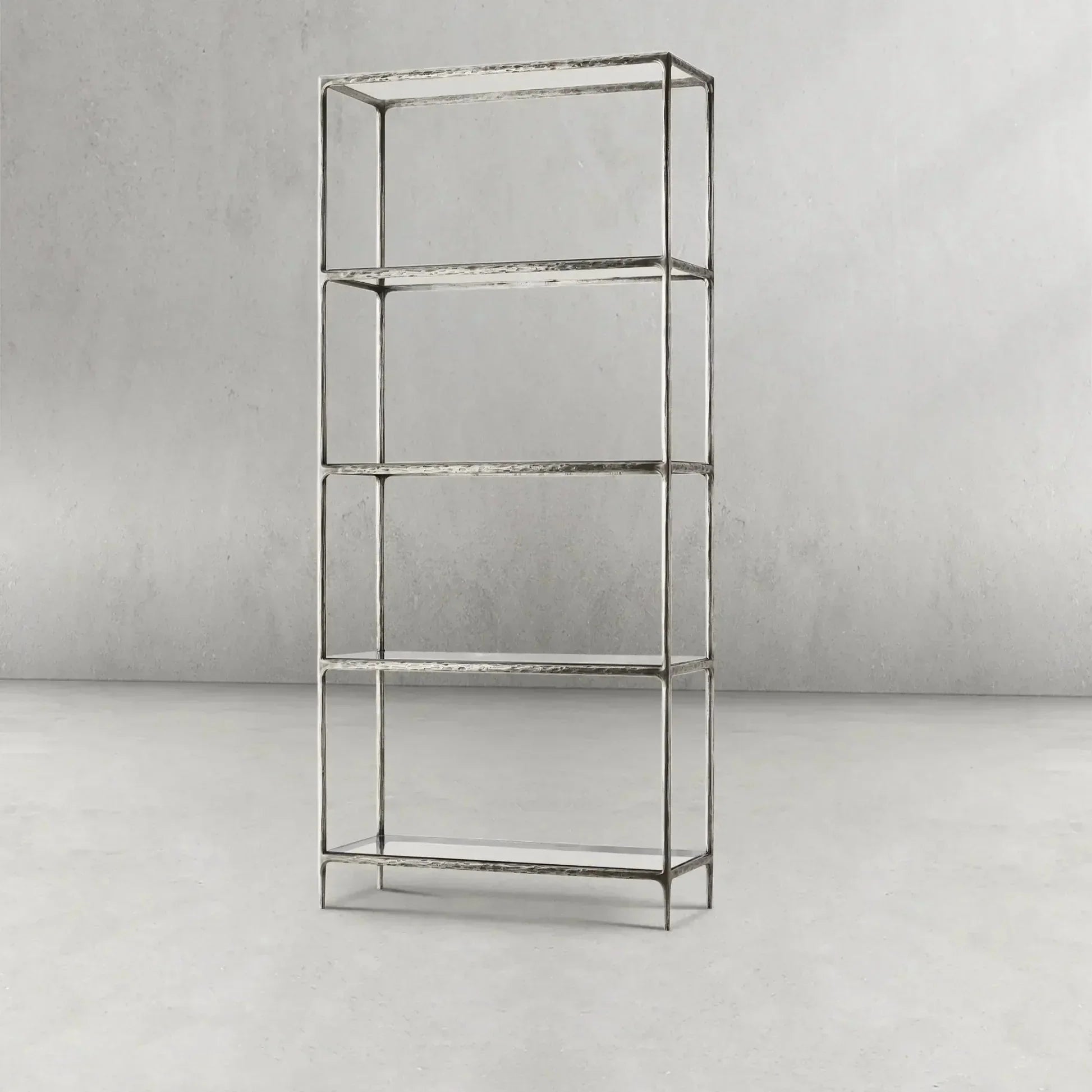 Hand-Forged Metal Glass Shelving