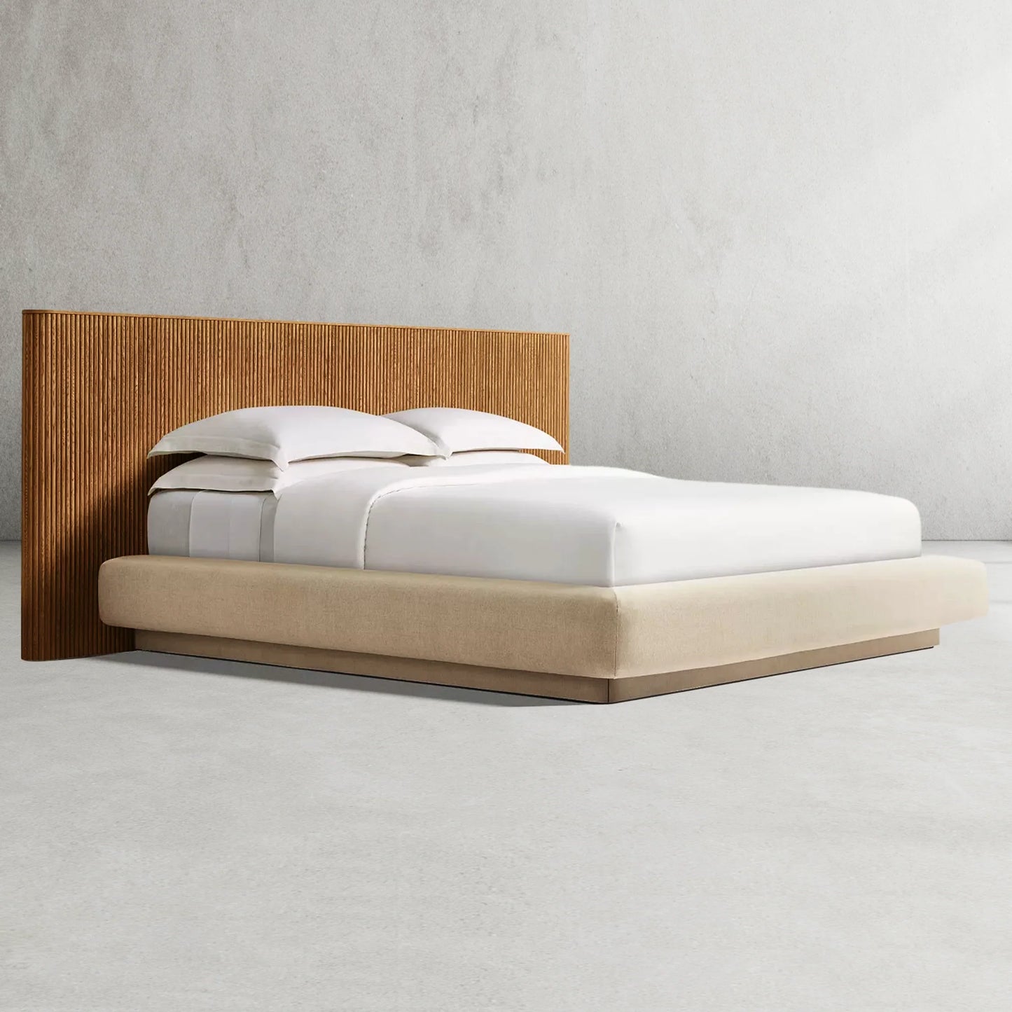 Mulholland Extended Wooden Bed Frame With Fabric Base
