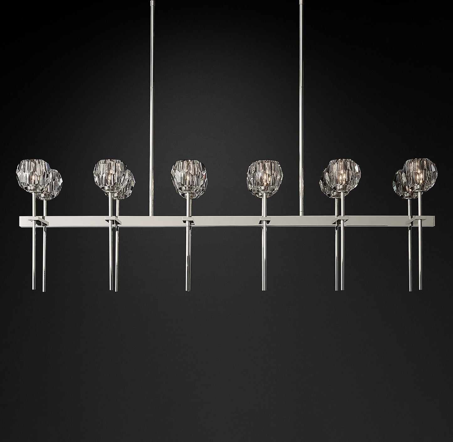 Bille De Crystal Ball Double Linear Chandelier 60"
