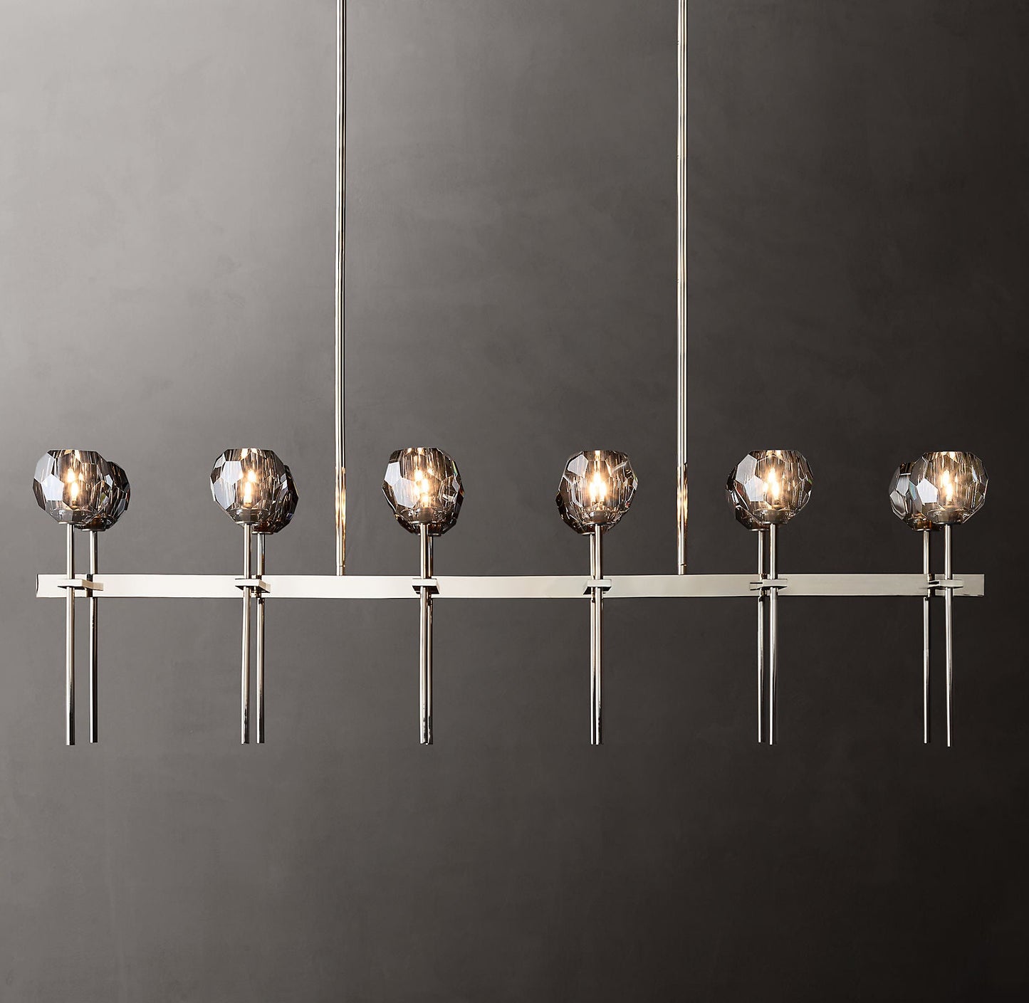 Bille De Crystal Ball Double Linear Chandelier 60"