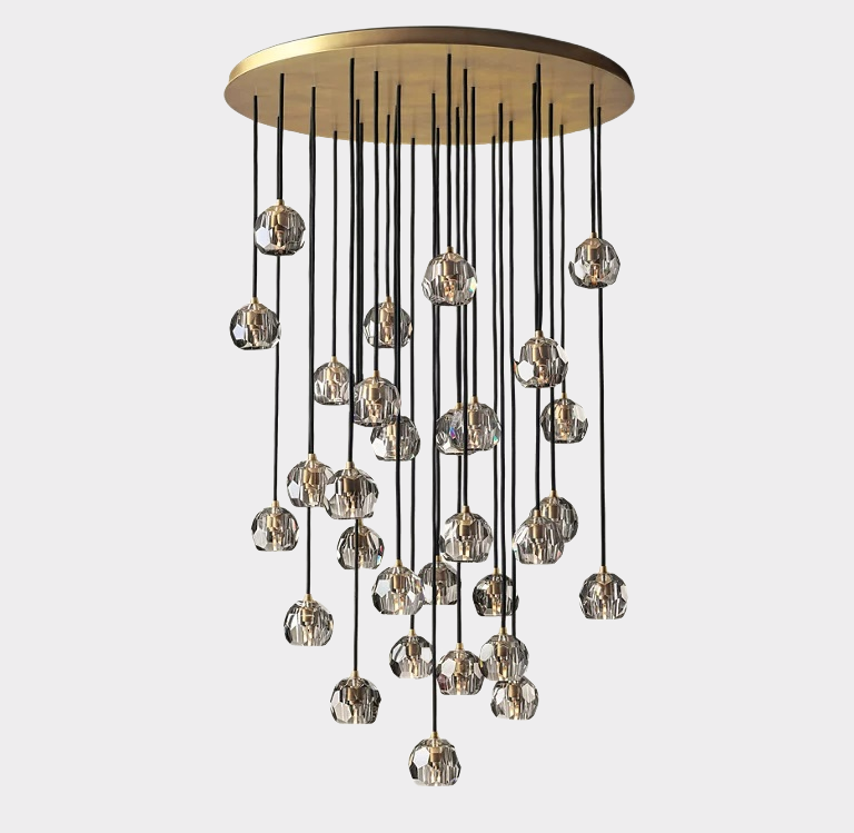 Bille De Crystal Round Cluster Chandelier 60”