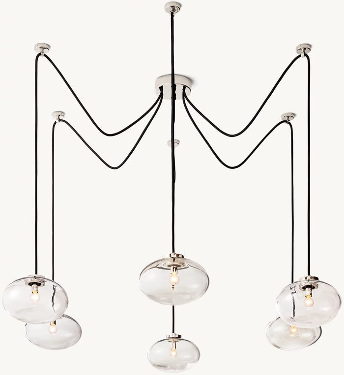 Cabrette Clear Glass Suspended Chandelier 84"-Vancei