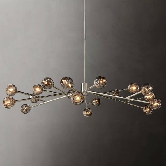 Bille De Crystal Ball  Oval Chandelier 72″  24-Lights