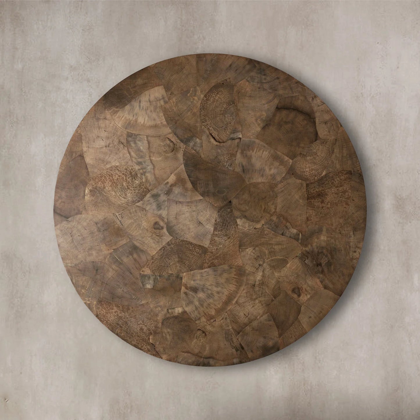 Loranco Wood Round Dining Table With Oxidized Steel Base